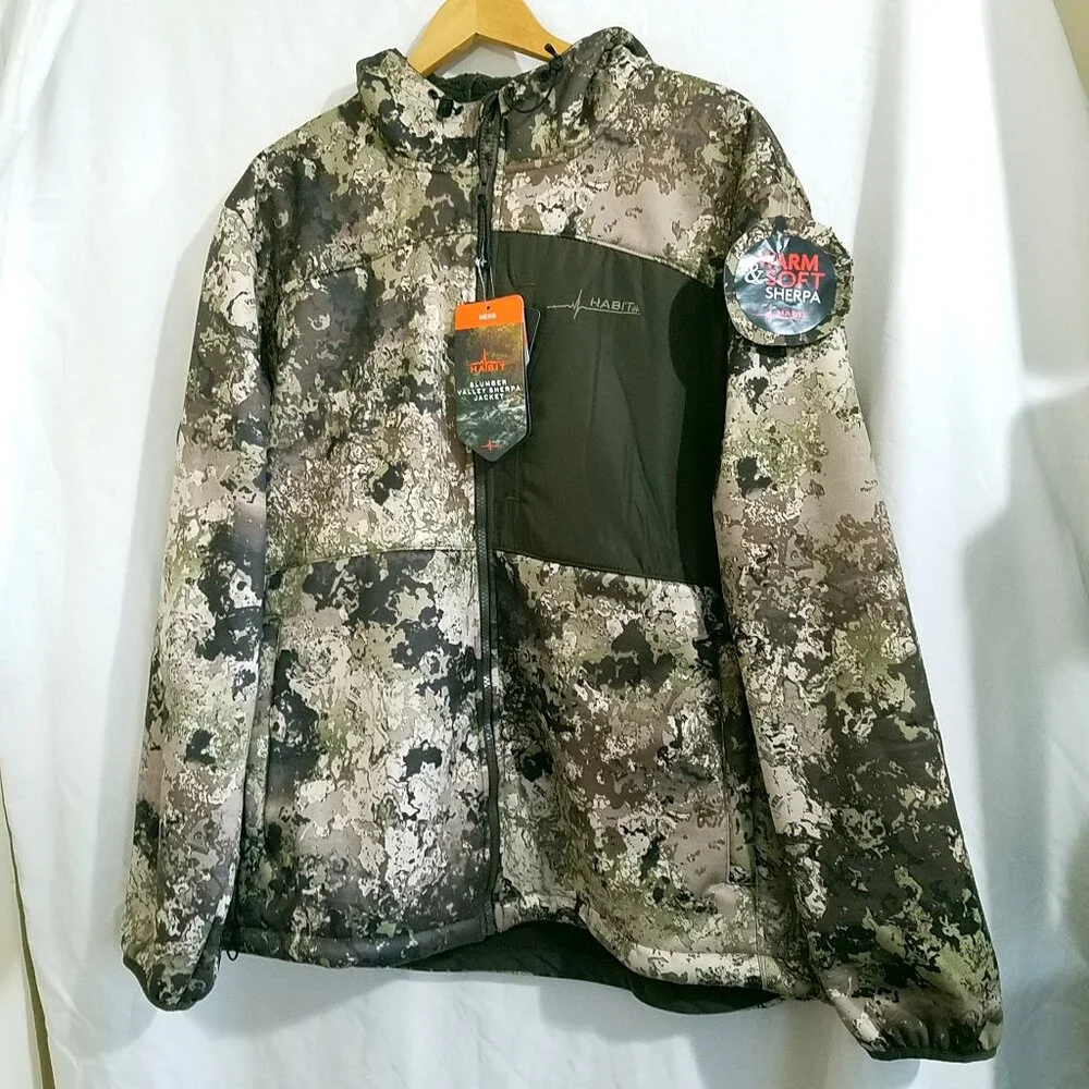 HABIT Slumber Valley Sherpa Hooded Jacket Camo Men’s Size L/XL NEW